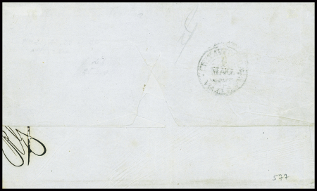 N°21 + 22 + 23 + 30 obl. Grille de Livourne sur lettre de Marseille pour Civita Vecchia avec taxe manuscrite 8 (1867), bel AFF quadricolore, certificat Calves. TB