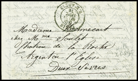 Lettre avec CAD taxe "Paris R. d'Antin 30c" (24 sept