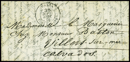 Lettre avec CAD taxe "Paris R. St Lazare 30c" (26 sept