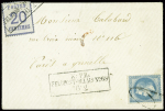 N°29 obl. Taxe 2 tampon façon manuscrite "2" + Alsace n°6 obl. Cachet rect "K. PR. Feldpost relais n°68 (16.2.71) sur lettre pour Paris, arrivée 20 fev. TB