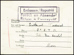 Formule Kriegsgefangenenpost adressée à l'Oflag VA" avec griffes encadrées "Entlassen / rapatrié" et "Zuruck an Absender retour à l'envooyeur". TB
