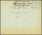 Lettre en franchise avec obl. Mec "Arras Pas de Calais" (1943) + griffe rouge "Deutsche werbestelle bureau d'embauchage allemand 67 rue St Aubert - Arras". TB