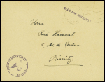 Lettre en franchise avec cachet violet avec aigle "Kreiskommandantur Bayonne". TB