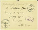 Lettre en franchise avec CAD "Feldpost" (4.9.40) + cachet noir avec aigle "Standortkommandantur Le Creusot". TB