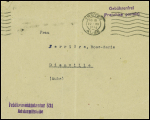 Lettre en franchise avec obl. Mec "Troyes Aube" (1941) + griffe violette "Gebuhrenfrei" (franchise postale) + griffe violette "feldkommandantur 531 Auskunstelle". TB 