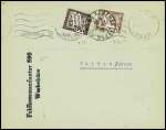 Lettre de Bar le Duc (1942) avec griffe noire "Feldkommandantur 590 Werbeburo" avec timbres taxe n°37 + 40 obl Verdun. TB