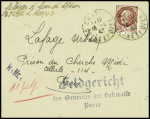 N°517 obl Chatou (1942) sur lettre adressée à un Français à la prison du Cherche Midi à Paris avec griffe noire "Feldgericht des Generals der Luftwaffe Paris". TB