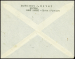 Côte d'Ivoire obl. Abidjan (1940) sur lettre censurée par avion avec cachet noir "Hopital maritime Port Bouet". TB