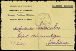 Carte lettre à en-tête "Troupes de l'Indochine messages familiaux militaires quartier Ferrié - Hanoï" avec CAD Hanoï RP (1943) pour Vientiane avec un message radio venant de Tunisie