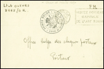 Lettre en franchise avec obl mec "Poitiers RP Vienne" (9.6.1940) + cahet noir avec armoiries belges "Armée belge service de réception MDN" (ministère belge de la Défense Nationale belge)