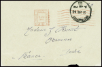 lettre avec EMA rouge "Great Britain Southampton paid" + grand CAD "Southampton" (21.6.40 - soldat français évacué de Dunkerque). TB