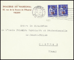 N°482 en paire obl. Limoges (18.7.1941) sur lettre à en-tête "Imagerie du Maréchal 22 rue de la Source de l'hopital - Vichy". TB