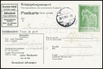 Entier carte postale du stalag VIF avec figurine 1RM vert vif obl (1943) - (J20) obl. TB
