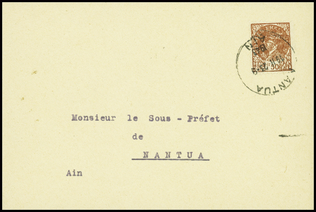 N°517, faux Pétain - de Gaulle de la Résistance obl CAD "Nantua Ain" (23.9.41) sur lettre adressée au sous-préfet de Nantua. TB