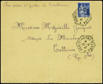 N°288 obl hex "Porte avions Béarn" (10.4.41) répété à côté sur lettre pour Collioure  avec mention manuscrite "Par avion à partir de Casablanca"