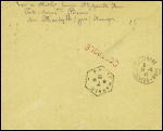 N°288 obl hex "Porte avions Béarn" (10.4.41) répété à côté sur lettre pour Collioure  avec mention manuscrite "Par avion à partir de Casablanca"