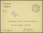 Lettre en franchise avec CAD hex "Ministère du blocus" + CAD "Bureau central naval amirauté" (1939 - Maintenon Eure et Loir). TB