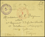 Lettre en franchise avec obl mec de Vichy (1941) + cachet violet avec ancre "Ministère de la marine service central hydrographique" et cachet rouge avec ancre "Amirauté française"