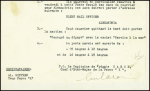 Ordre dactylographié (1er juillet 1943) à bord du Duquesne sur l'expédition du courrier de la force X internée à Alexandrie qui rejoint la cause alliée avec signature du capitaine 