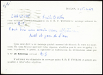 Entier carte postale 80c Pétain obl Toulon (1942) avec grand cachet rect bleu "Service des renseignements aux familles préfecture maritimes Toulon (Var)" avec au verso message