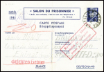 Entier CP 5F Pétain bleu Salon du prisonnier obl Epinal (dec 1941) adressée au stalag III avec cachet rect rouge "Entlassen - libéré - Zuruck an absender - retour à l'envoyeur". TB