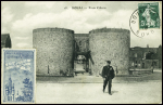 N°137 obl Douai Nord (6.7.1909) sur carte postale avec vignette bleue du concours d'aviation de Douai (ce fut le 1er meeting d'aviation du monde). TB