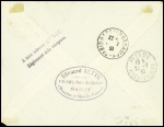 N°233 + 235 + 199 obl CAD "Nancy-exposition" (21.7.1930) sur lettre avec mention manuscrite "Escale provisoire - Nancy-Paris". TB