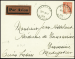 N°283 obl CAD horoplan "Paris RP avion" (19.1.35) sur lettre Tananarive (19/23.1.1935 vol Paris Tananarive par Genin et Laurent - Muller France n°341). Très rare et TB