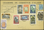 12.1/1/3 1936 Lettre avec cachet rect violet "Croisière commerciale aérienne Algérie AOF janvier - février 1936" avec 11 timbres des pays traversés et signature de Maurice Cardinal