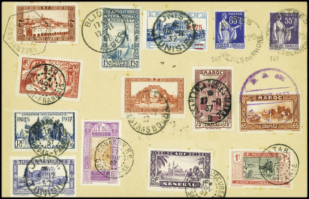 9/11 - 13/12 - 1937 Croisière impériele Istres - Gao - Istres (voir ouvrage de Collot et Cornu French African airmails 1932 - 1940 pages 213, 214) avec 14 timbres des pays traversés