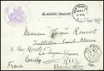 Lettre (timbre décollé par immersion) avec CAD "New York GPO" (21.6.1927) + cachet violet avec déesse assise "Ambassade de France Washington" pour Riez (Basses Alpes) avec CAD