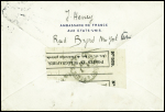 Lettre (timbre décollé par immersion) avec CAD "New York GPO" (21.6.1927) + cachet violet avec déesse assise "Ambassade de France Washington" pour Riez (Basses Alpes) avec CAD