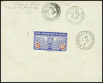 N°199 + 205 + 207 obl grand CAD "Poste aérienne France Indochine" (18.2.29) sur lettre recommandée avion pour l'Indochine avec griffe encadrée "Courrier accidentée"