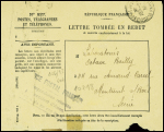 Fragment d'env brûlée des Pays-Bas + env des rebuts n°827 avec griffe noire "Service postal français correspondance retardée par accident d'avion prière de ne pas taxer"