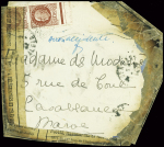 N°517 sur lettre brûlée d'Alger pour Casablanca avec consolidation par bandes PTT 509 (accident d'Ameur El Aïn le 27 sept 1942) - Nierinck n°420927) avec mention manuscrite