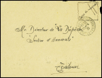 Lettre de réfugié espagnol non affranchie avec simili-timbre "correo de refugiados" + CAD "Camp de Gurs Basses-Pyrénées" (18.4.39) adressée à La Dépêche de Toulouse