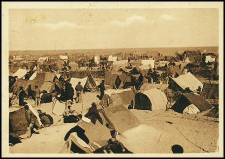 Carte postale "Le Barcarès - vue partielle du camp de concentration "n°23 - cliché studio Chauvin - Perpignan". TB
