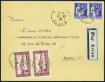 FM n°10 en paire en mixte avec Algérie n°104 en paire obl Boghari Alger (20.10.39) sur lettre par avion pour Paris. TB
