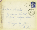 FM n°10 obl CAD "Montpellier Hérault" (3.12.39) sur lettre pour le camp du Gurs avec griffe violette "censure militaire" du camp. TB