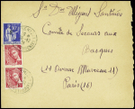 FM n°10 + n°406, 5c Mercure en paire obl "Lannemezan Hautes Pyrénées" (26.12.39) sur lettre. TB
