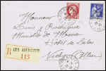 FM n°10 + n°373, 2F Cérès rose-rouge obl Les Avenières Isère (1940) sur lettre recommandée pour l'Ambassadeur du Mexique à Vichy (probablement demande d'émigration). TB