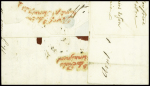 N°16 + 17A obl roulette de pointillés + CAD "C Paris C" (1857) sur lettre pour Lima (Pérou) avec marque ovale rouge "Rebuts". TB