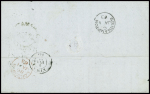 2 lettres AFF n°16 (touché) + 17A (TB) obl PC 441 (Bordeaux) et PC 1495 (bureau maritime Havre) sur 2 lettres pour Lima (Pérou). TB