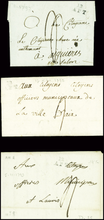VAUCLUSE : 15 plis d'Apt dont 6 marques manuscrites