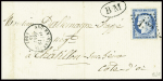 Haute Marne - N°60 obl GC 133 + T16 "Arc-en-Barrois (50)" (1875) + "BM" dans un ovale sur lettre. TB