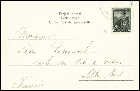 Argentine n°116 obl sur carte postale d'Ushuaïa avec vue du pénitencier. TB