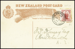 Nouvelle Zélande n°94 obl CAD "Brit Antarctic expd" (27.2.1908) sur carte postale de Dunedin (expedition Shackleton du Nimrod). TB