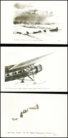 Idem mais 3CP photos (vues diff du lot précédent dont l'avion de Floyd Bennett qui transporta Byrd au-dessus du pôle) AFF USA n°323 obl mec avec lignes ondulées