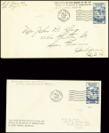 4 lettres de la 2ème expedition Byrd AFF n°323 ou 323a avec obl diverses dont grand CAD avec killer "second Byrd Antarctic expedition SS Jacob Ruppert" (10.1.35) (3 griffes noire)