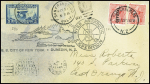 USA n°280 obl San Francisco (31.5.1929) + Nouvelle Zélande Service n°64, 2 pièces obl Port Chalmers sur lettre avec cachet illustré noir "Byrd Antarctic expedition". TB